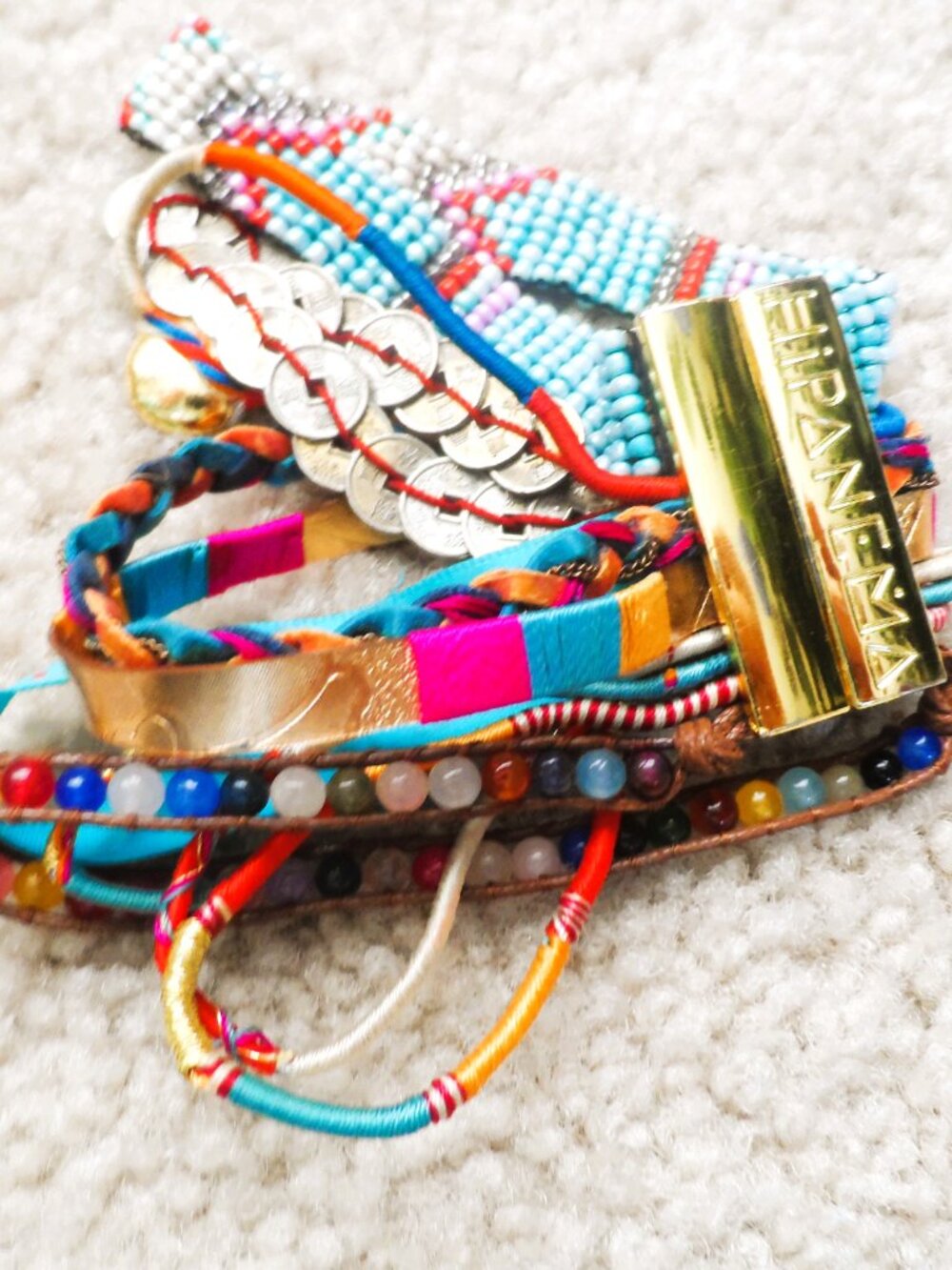 Hipanema multi-strand magnetic clasp bracelet  boho-chic design elements